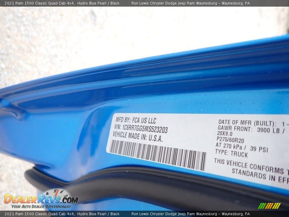 2021 Ram 1500 Classic Quad Cab 4x4 Hydro Blue Pearl / Black Photo #15