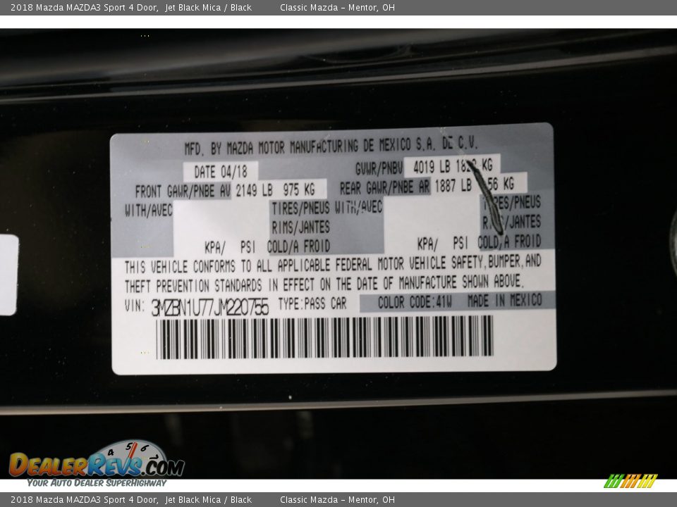 2018 Mazda MAZDA3 Sport 4 Door Jet Black Mica / Black Photo #25