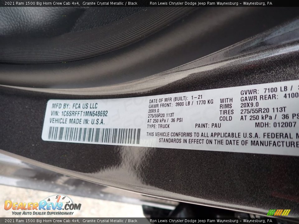 2021 Ram 1500 Big Horn Crew Cab 4x4 Granite Crystal Metallic / Black Photo #14