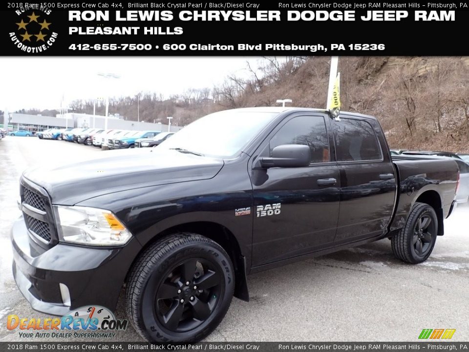 2018 Ram 1500 Express Crew Cab 4x4 Brilliant Black Crystal Pearl / Black/Diesel Gray Photo #1