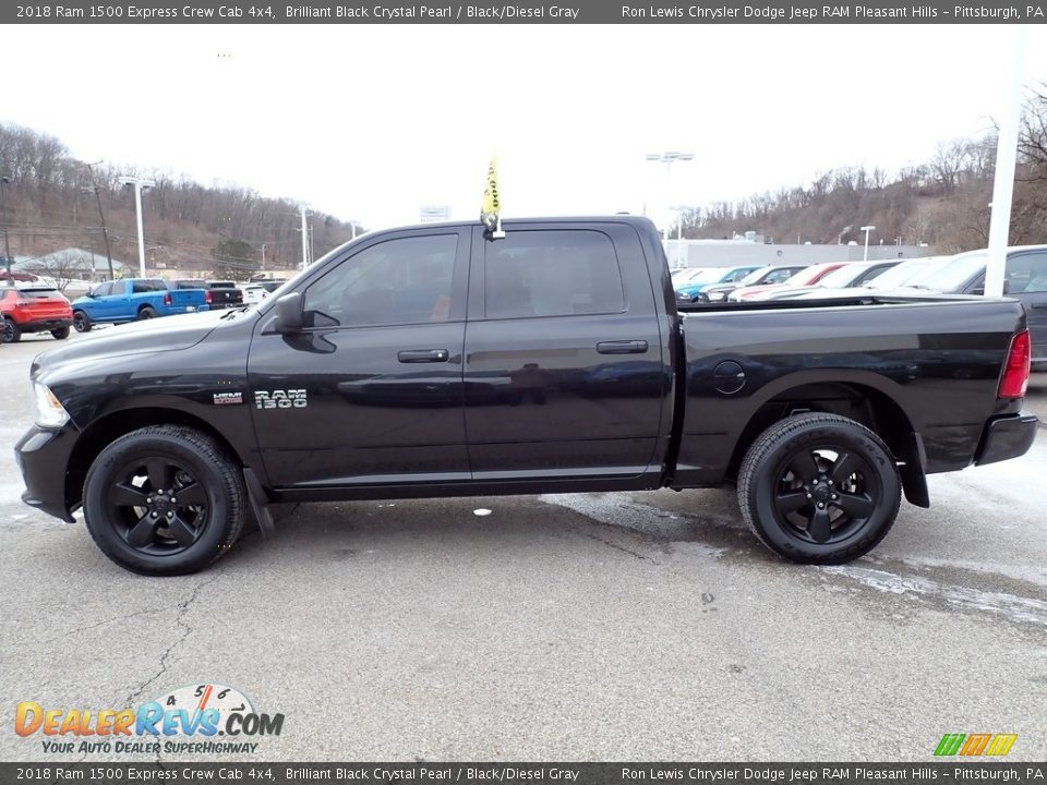 2018 Ram 1500 Express Crew Cab 4x4 Brilliant Black Crystal Pearl / Black/Diesel Gray Photo #2