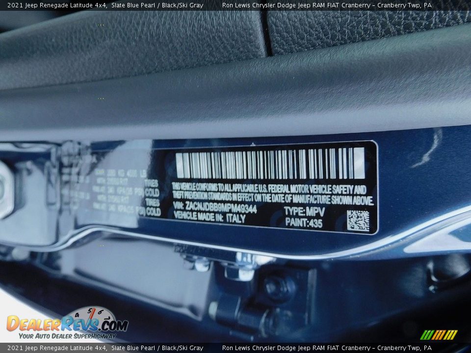 2021 Jeep Renegade Latitude 4x4 Slate Blue Pearl / Black/Ski Gray Photo #20