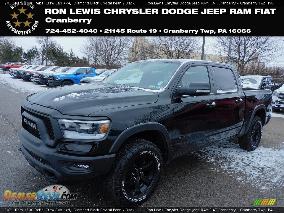 2021 Ram 1500 Rebel Crew Cab 4x4 Diamond Black Crystal Pearl / Black Photo #1