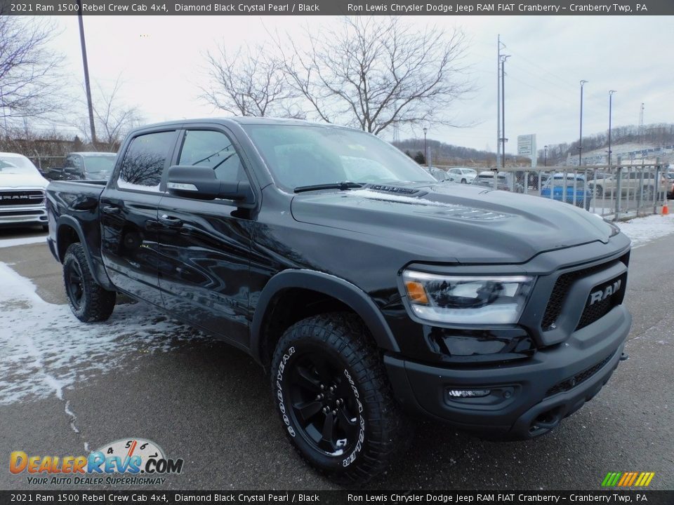 2021 Ram 1500 Rebel Crew Cab 4x4 Diamond Black Crystal Pearl / Black Photo #3