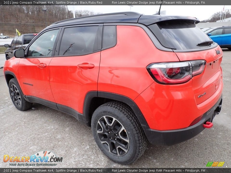 2021 Jeep Compass Trailhawk 4x4 Spitfire Orange / Black/Ruby Red Photo #3