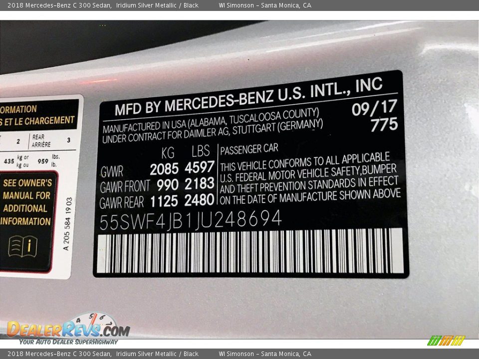 2018 Mercedes-Benz C 300 Sedan Iridium Silver Metallic / Black Photo #33