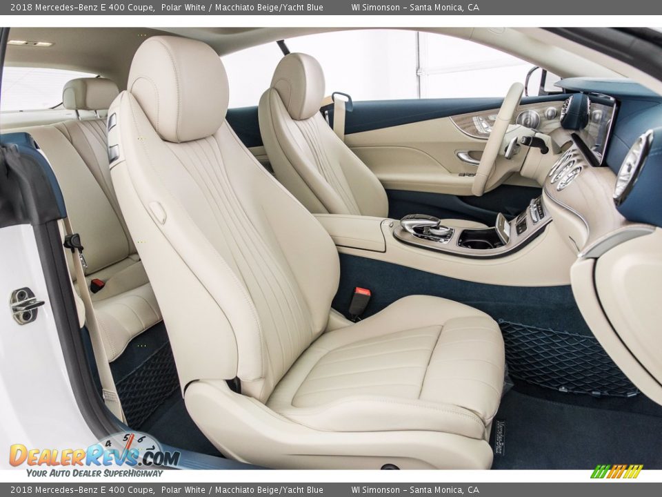 2018 Mercedes-Benz E 400 Coupe Polar White / Macchiato Beige/Yacht Blue Photo #2