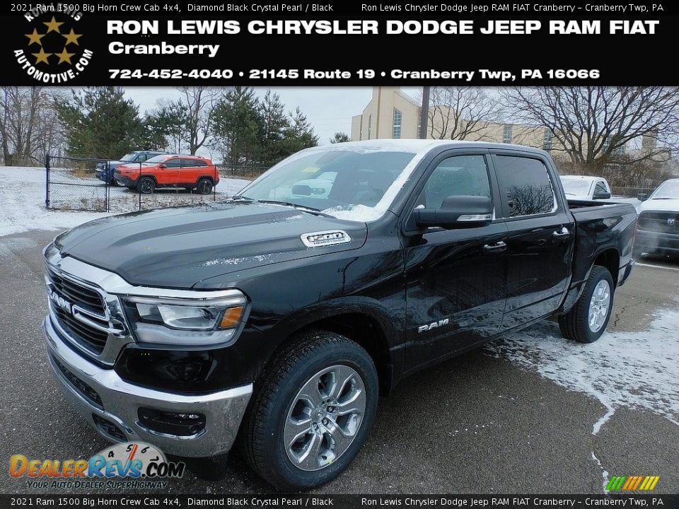 2021 Ram 1500 Big Horn Crew Cab 4x4 Diamond Black Crystal Pearl / Black Photo #1