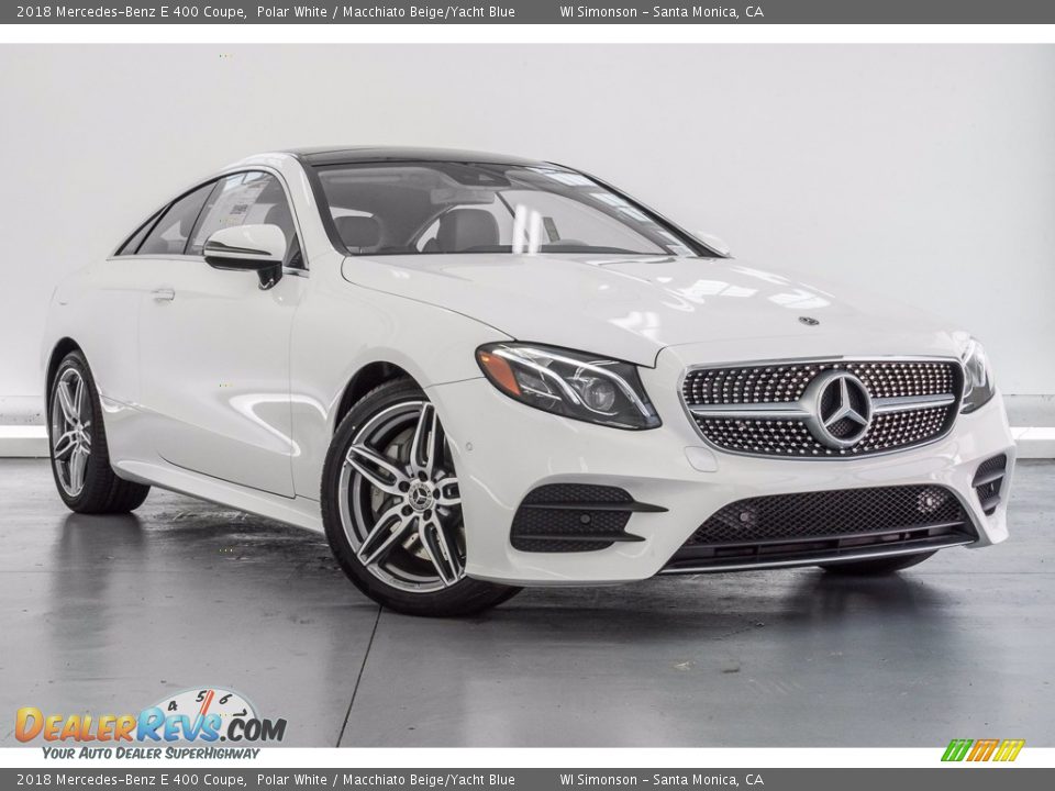 2018 Mercedes-Benz E 400 Coupe Polar White / Macchiato Beige/Yacht Blue Photo #12