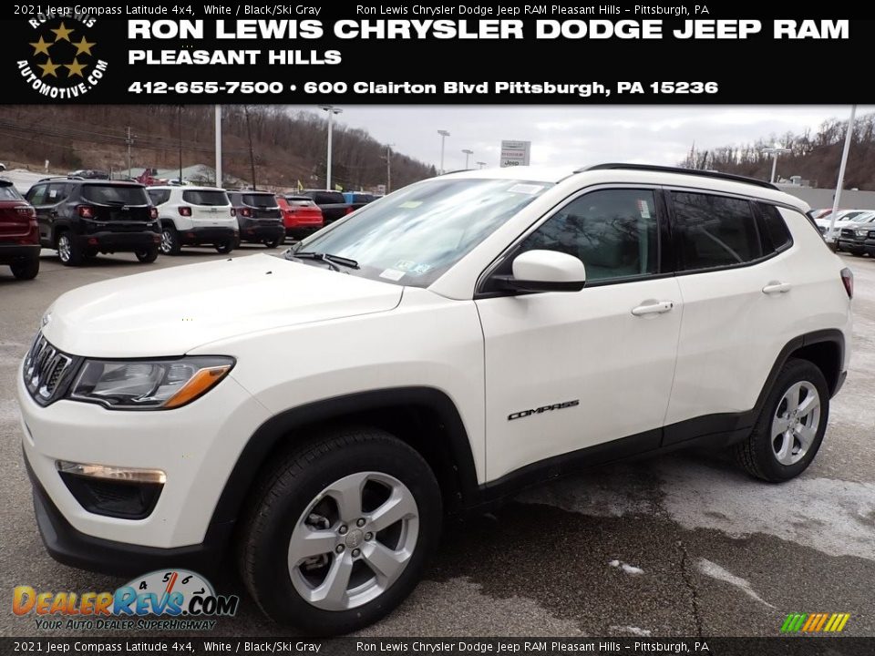 2021 Jeep Compass Latitude 4x4 White / Black/Ski Gray Photo #1