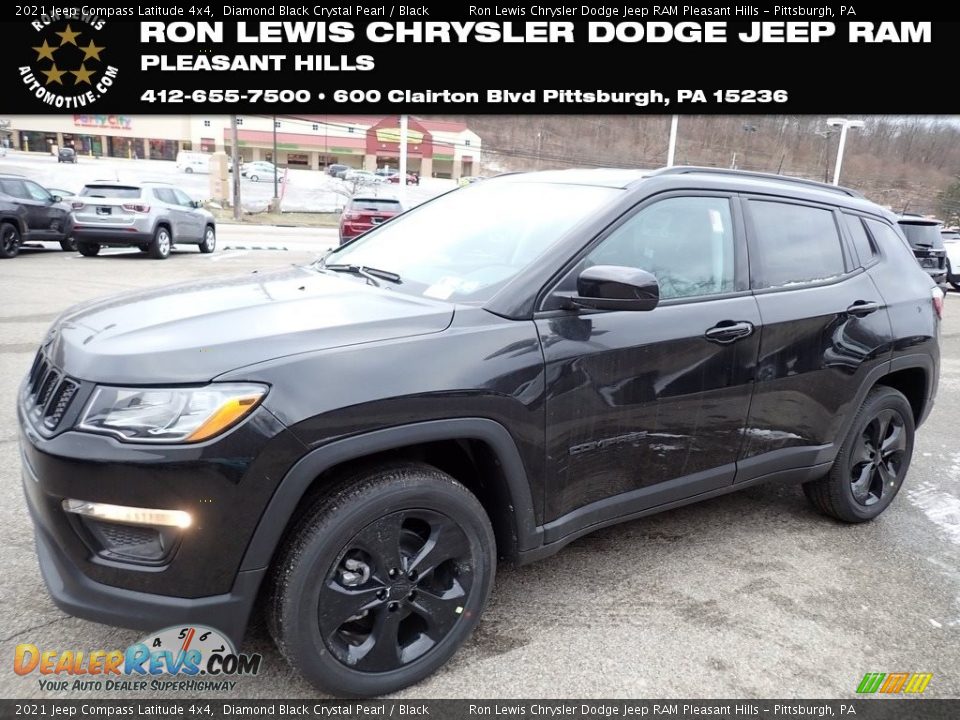 2021 Jeep Compass Latitude 4x4 Diamond Black Crystal Pearl / Black Photo #1