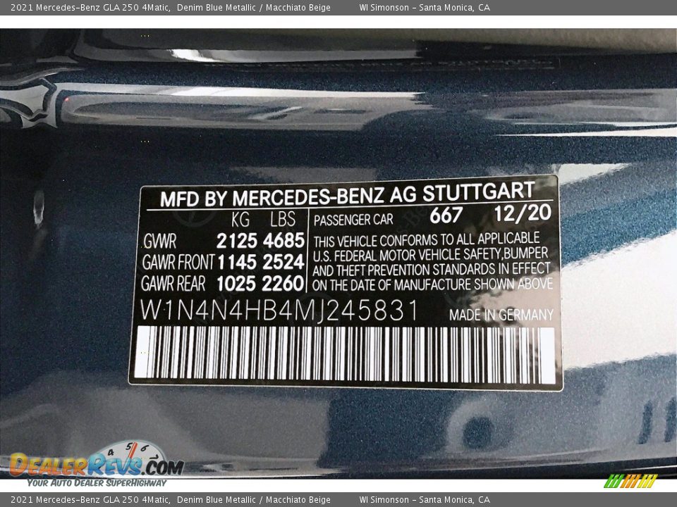 2021 Mercedes-Benz GLA 250 4Matic Denim Blue Metallic / Macchiato Beige Photo #10
