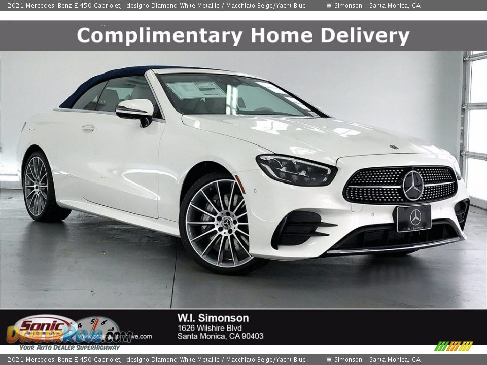 2021 Mercedes-Benz E 450 Cabriolet designo Diamond White Metallic / Macchiato Beige/Yacht Blue Photo #1