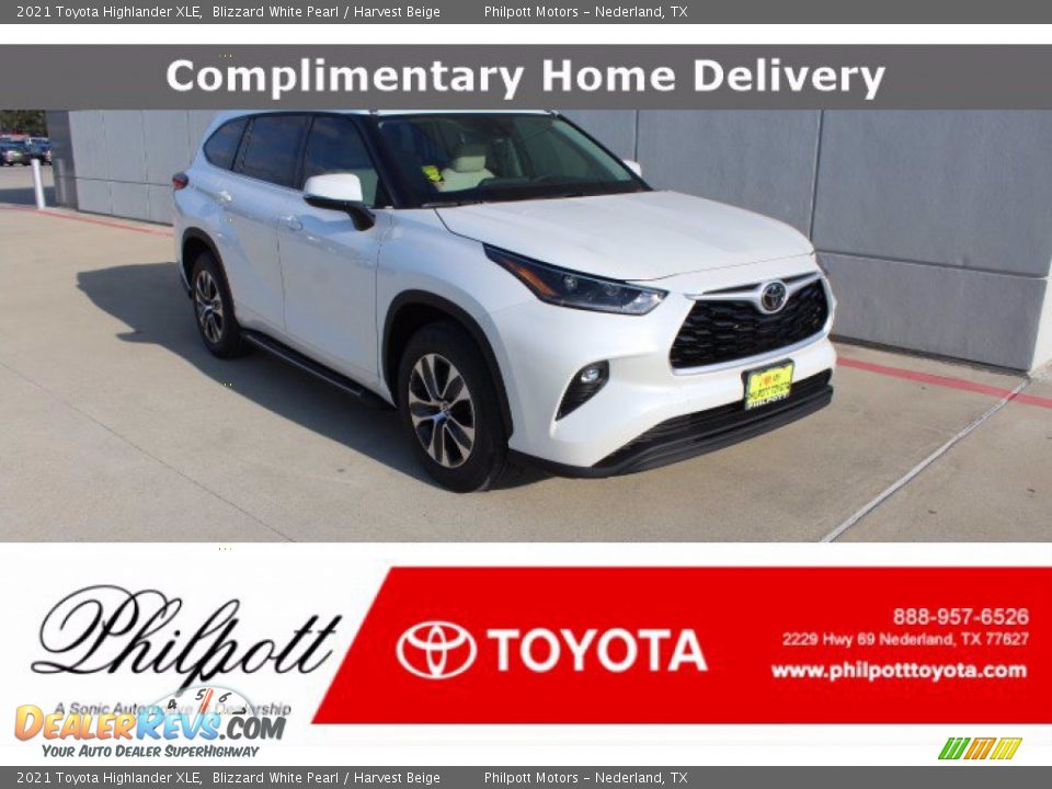 2021 Toyota Highlander XLE Blizzard White Pearl / Harvest Beige Photo #1