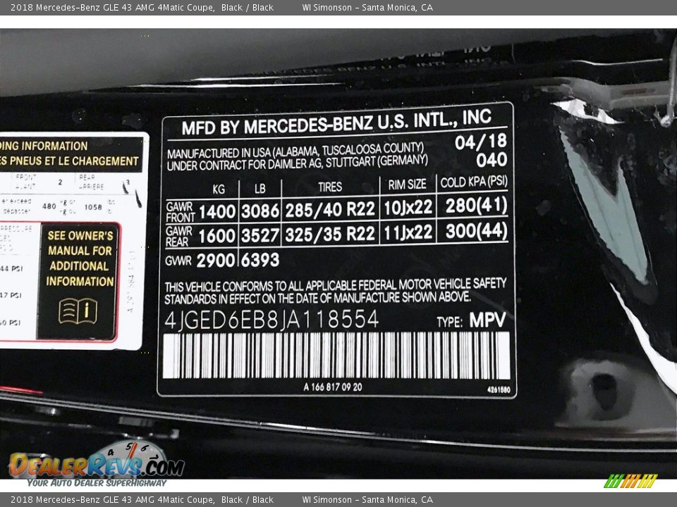 2018 Mercedes-Benz GLE 43 AMG 4Matic Coupe Black / Black Photo #33