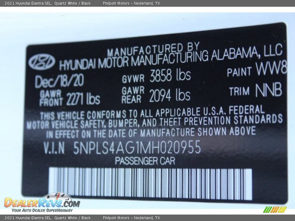 2021 Hyundai Elantra SEL Quartz White / Black Photo #24