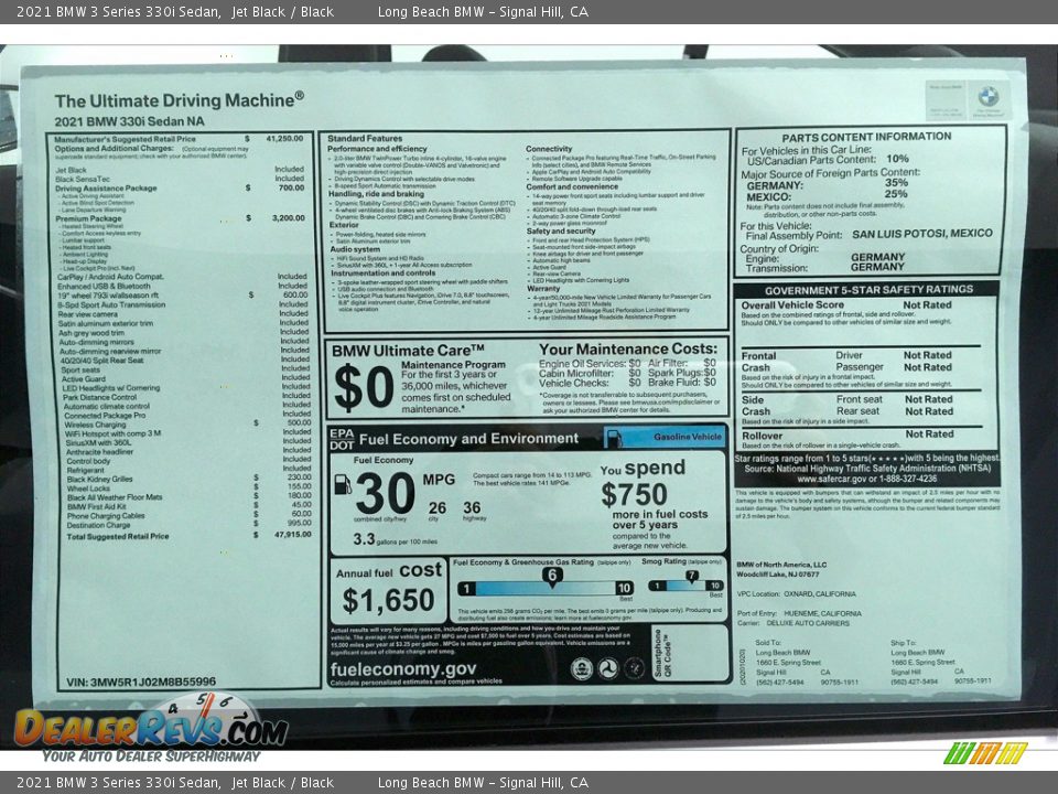 2021 BMW 3 Series 330i Sedan Jet Black / Black Photo #17
