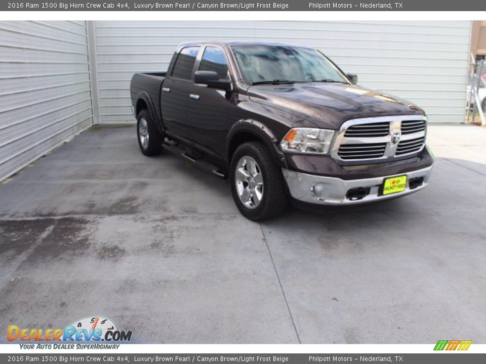 2016 Ram 1500 Big Horn Crew Cab 4x4 Luxury Brown Pearl / Canyon Brown/Light Frost Beige Photo #2