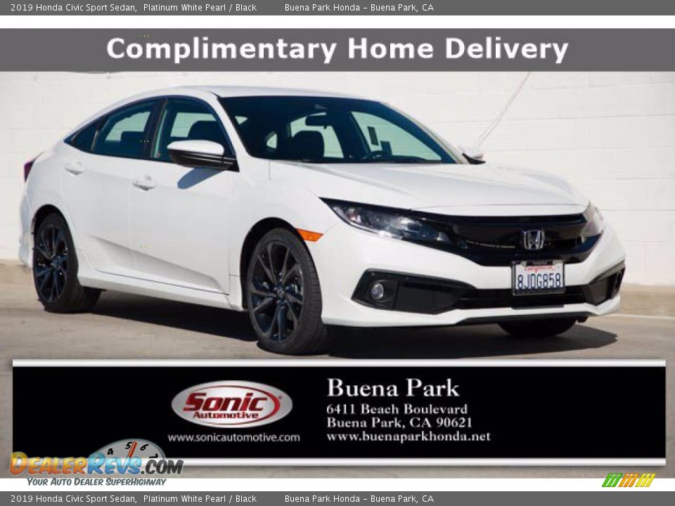 2019 Honda Civic Sport Sedan Platinum White Pearl / Black Photo #1