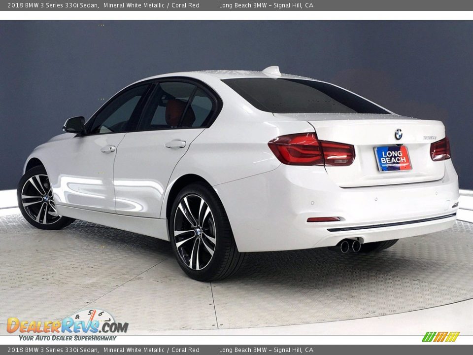 2018 BMW 3 Series 330i Sedan Mineral White Metallic / Coral Red Photo #10