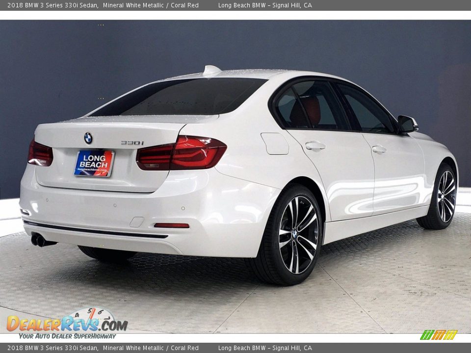2018 BMW 3 Series 330i Sedan Mineral White Metallic / Coral Red Photo #13
