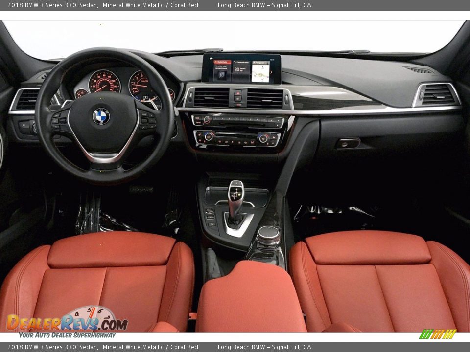 2018 BMW 3 Series 330i Sedan Mineral White Metallic / Coral Red Photo #15