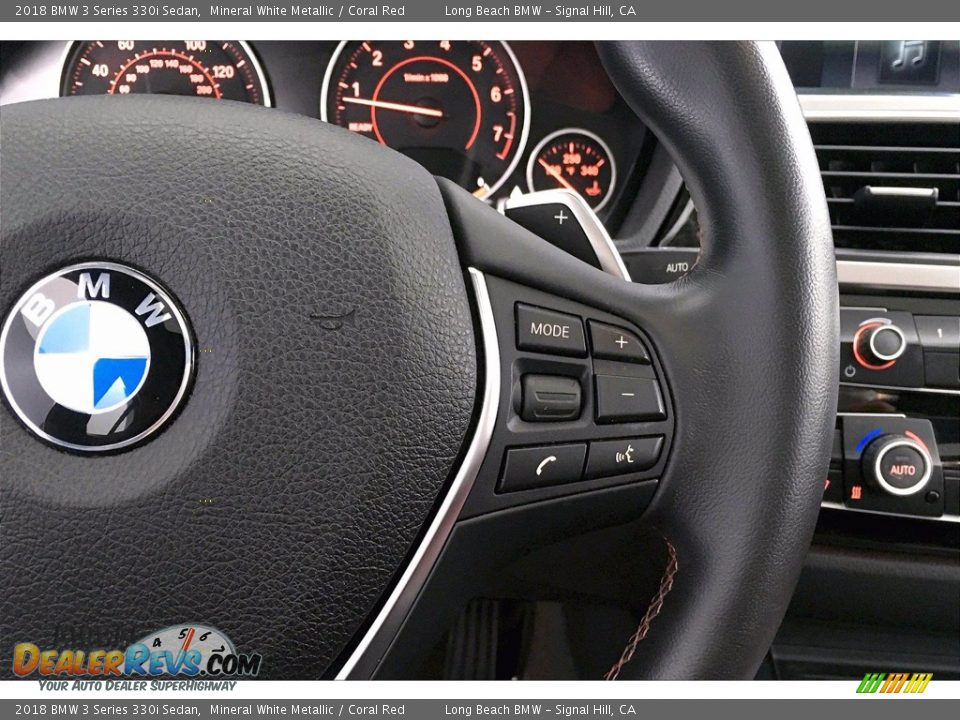 2018 BMW 3 Series 330i Sedan Mineral White Metallic / Coral Red Photo #19