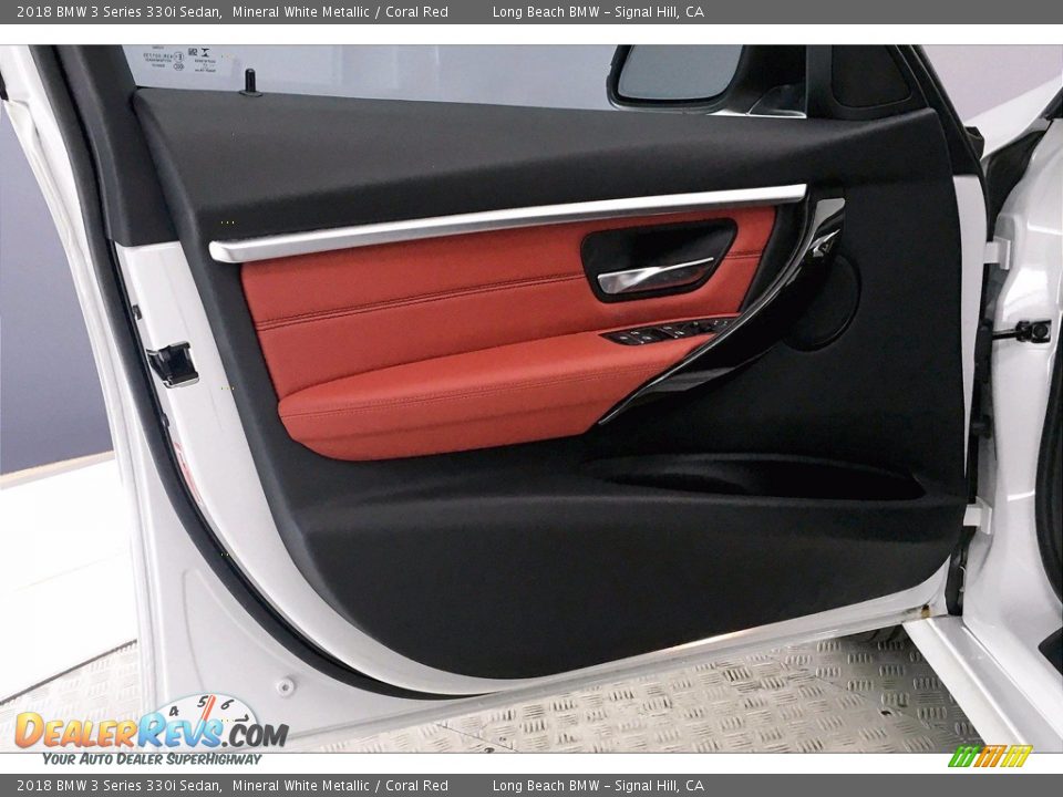 2018 BMW 3 Series 330i Sedan Mineral White Metallic / Coral Red Photo #23