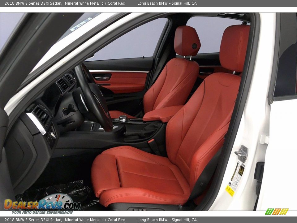 2018 BMW 3 Series 330i Sedan Mineral White Metallic / Coral Red Photo #28