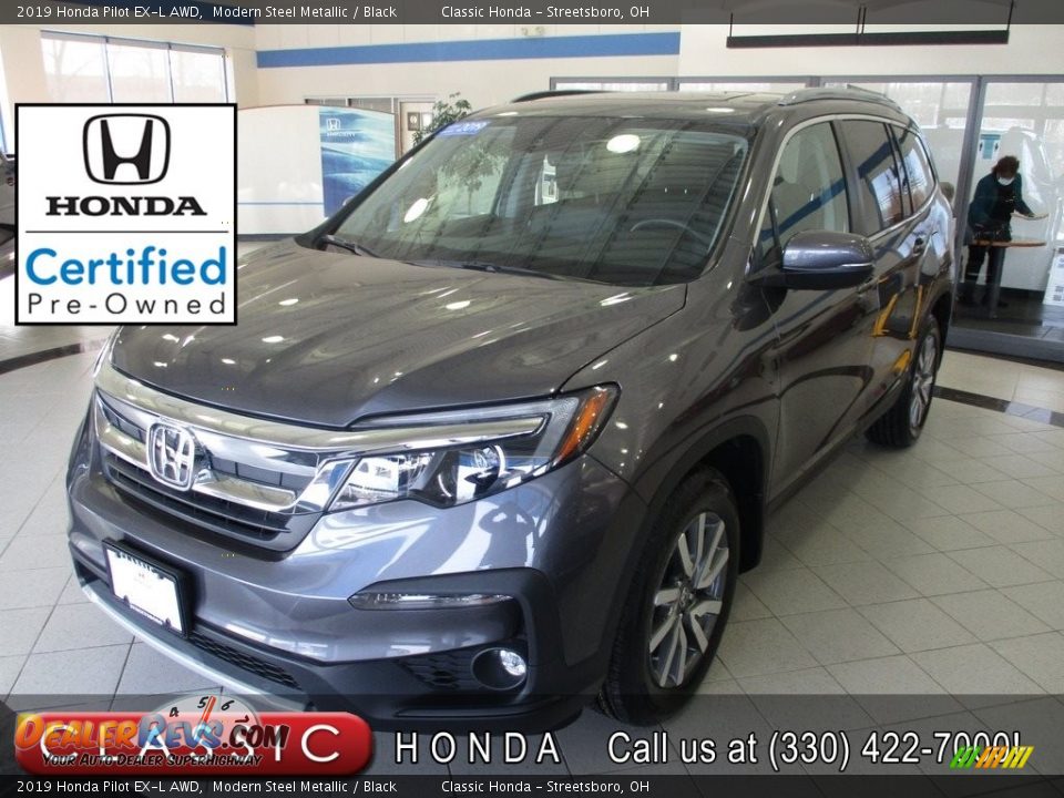2019 Honda Pilot EX-L AWD Modern Steel Metallic / Black Photo #1