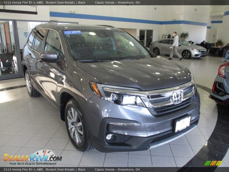 2019 Honda Pilot EX-L AWD Modern Steel Metallic / Black Photo #3