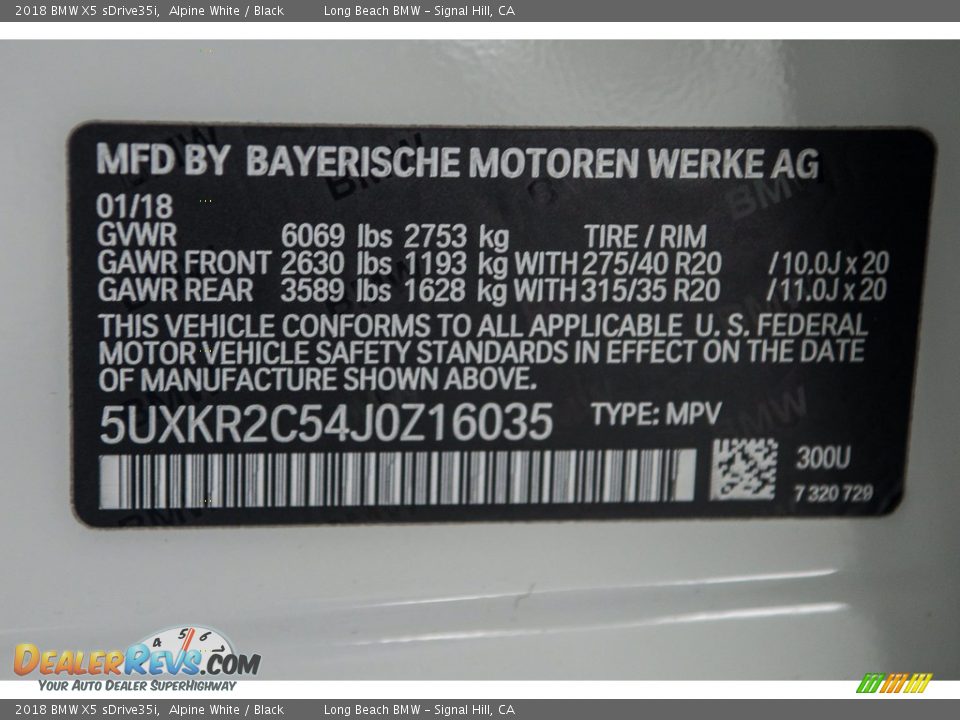 2018 BMW X5 sDrive35i Alpine White / Black Photo #12