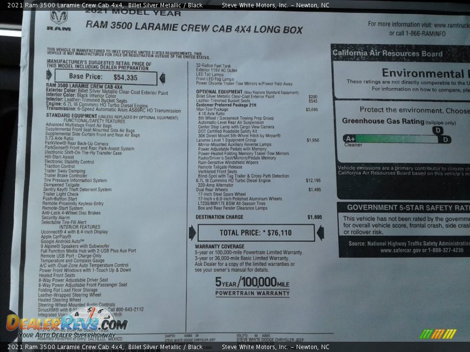2021 Ram 3500 Laramie Crew Cab 4x4 Billet Silver Metallic / Black Photo #33
