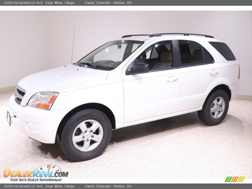 2009 Kia Sorento LX 4x4 Clear White / Beige Photo #3