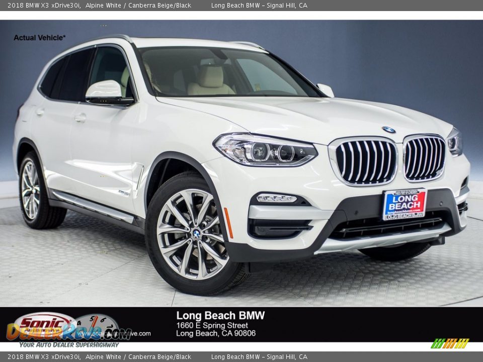 2018 BMW X3 xDrive30i Alpine White / Canberra Beige/Black Photo #1