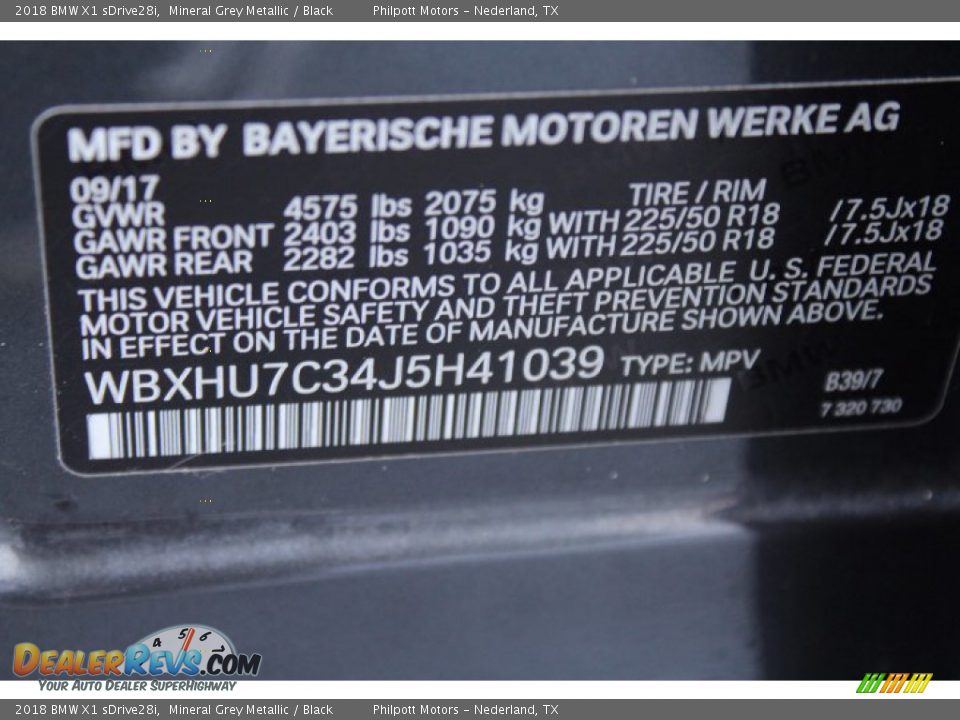2018 BMW X1 sDrive28i Mineral Grey Metallic / Black Photo #30