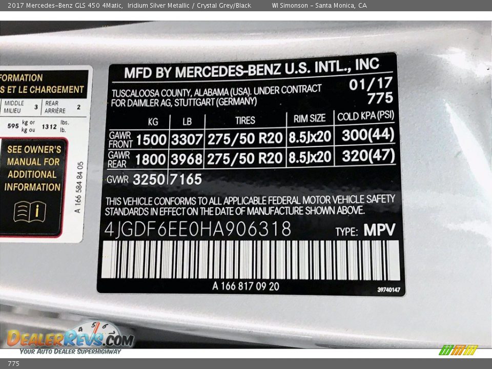 Mercedes-Benz Color Code 775 Iridium Silver Metallic