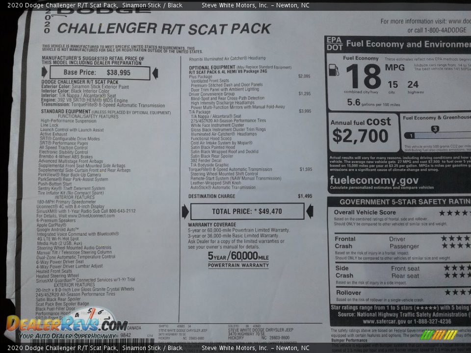 2020 Dodge Challenger R/T Scat Pack Sinamon Stick / Black Photo #26