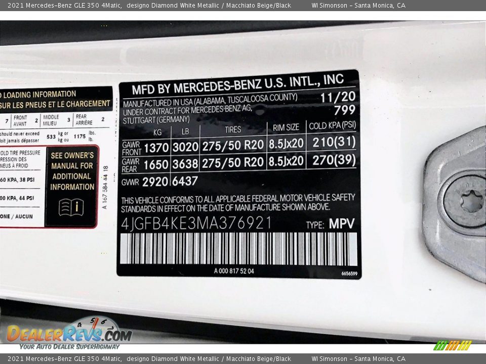 2021 Mercedes-Benz GLE 350 4Matic designo Diamond White Metallic / Macchiato Beige/Black Photo #10