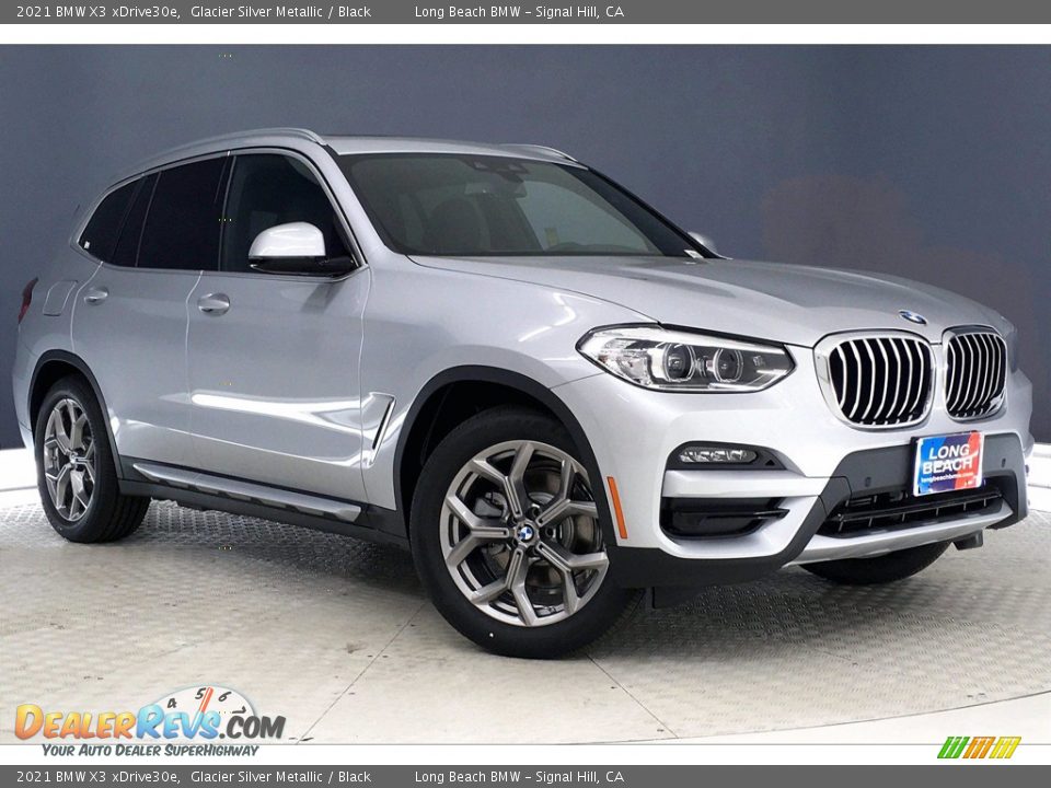 2021 BMW X3 xDrive30e Glacier Silver Metallic / Black Photo #1