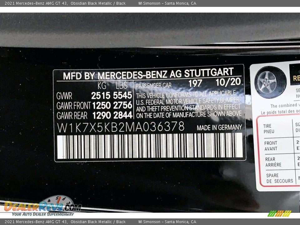 2021 Mercedes-Benz AMG GT 43 Obsidian Black Metallic / Black Photo #10