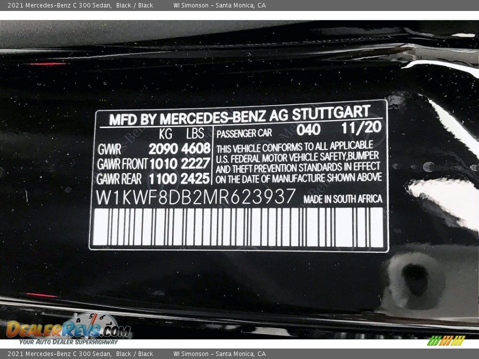 2021 Mercedes-Benz C 300 Sedan Black / Black Photo #10