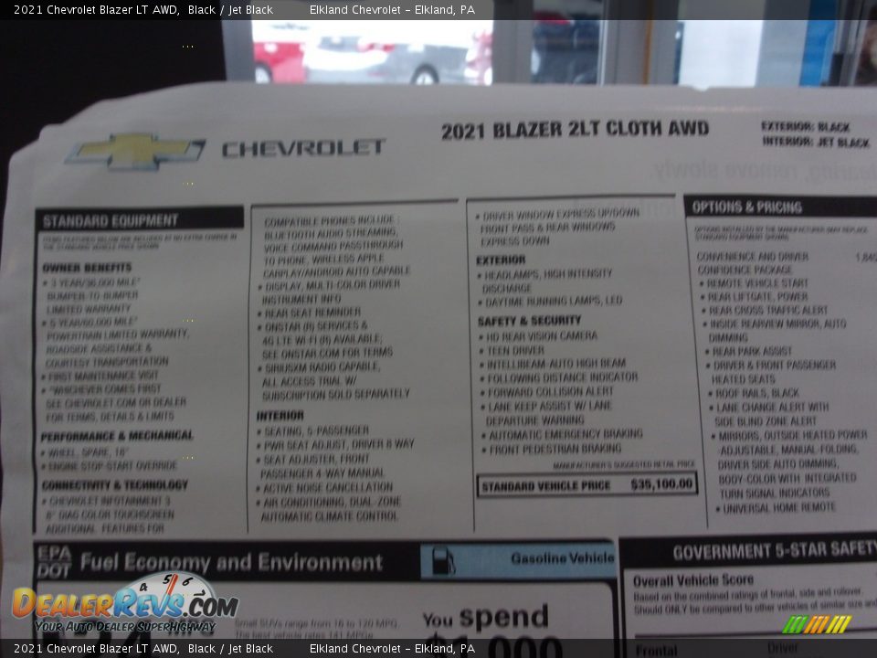2021 Chevrolet Blazer LT AWD Black / Jet Black Photo #32