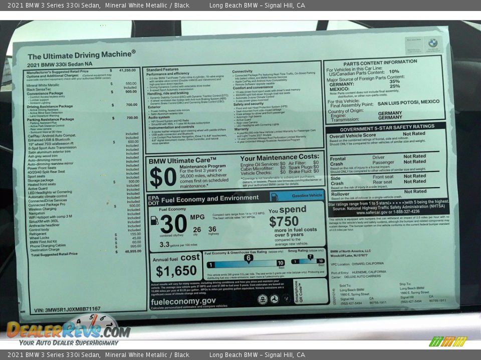 2021 BMW 3 Series 330i Sedan Mineral White Metallic / Black Photo #12