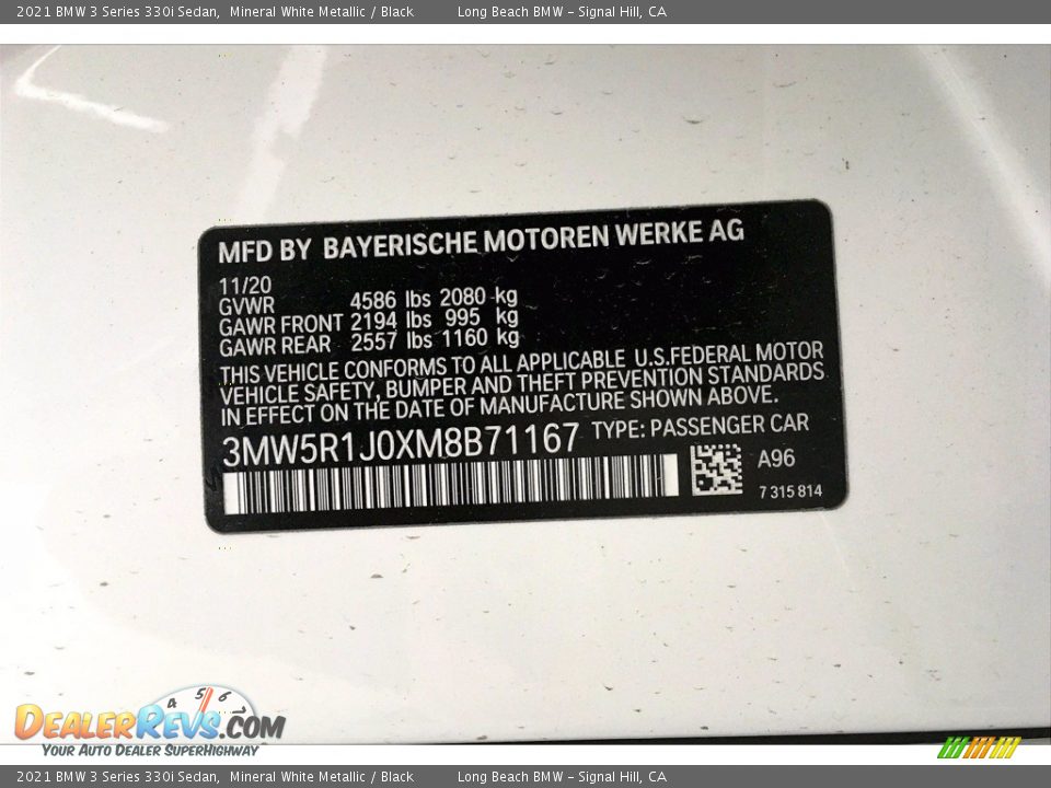 2021 BMW 3 Series 330i Sedan Mineral White Metallic / Black Photo #18