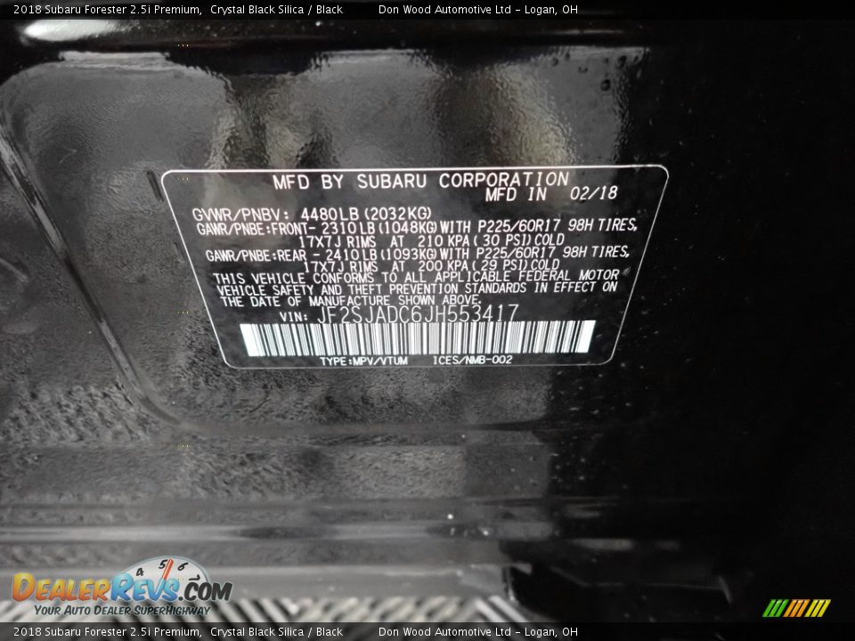 2018 Subaru Forester 2.5i Premium Crystal Black Silica / Black Photo #23