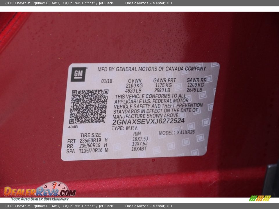 2018 Chevrolet Equinox LT AWD Cajun Red Tintcoat / Jet Black Photo #20