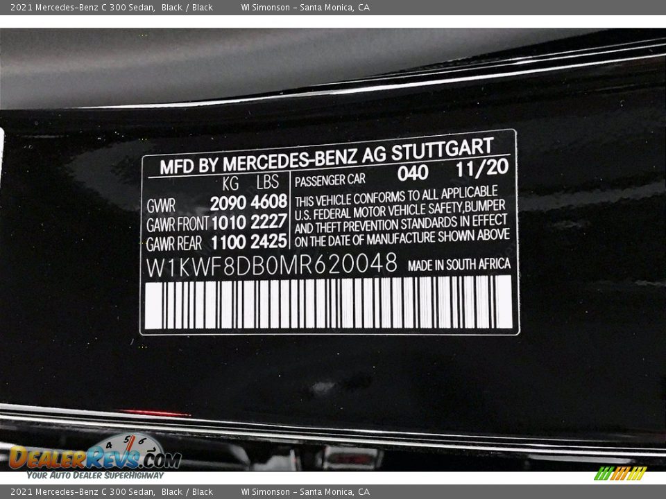 2021 Mercedes-Benz C 300 Sedan Black / Black Photo #10