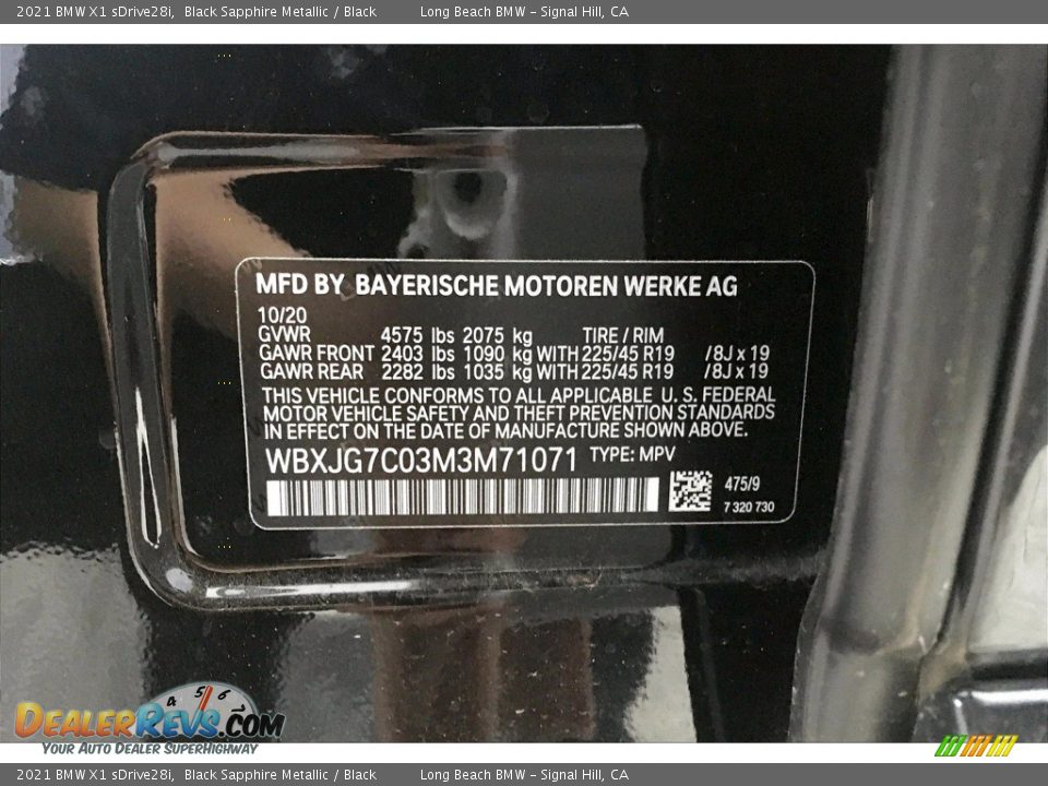 2021 BMW X1 sDrive28i Black Sapphire Metallic / Black Photo #18