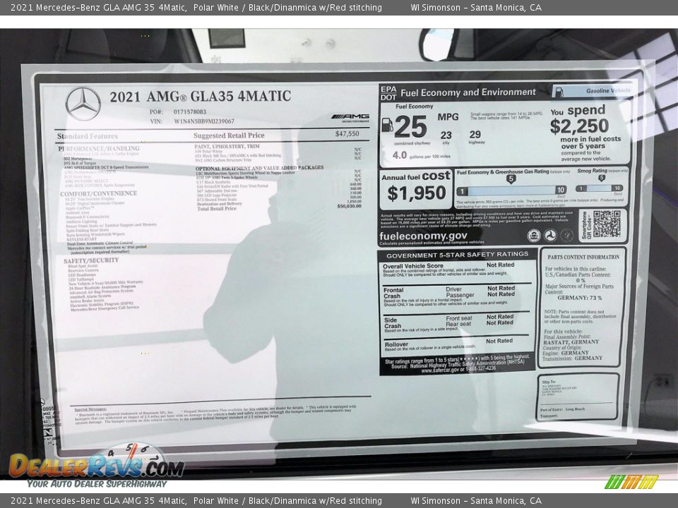 2021 Mercedes-Benz GLA AMG 35 4Matic Window Sticker Photo #11